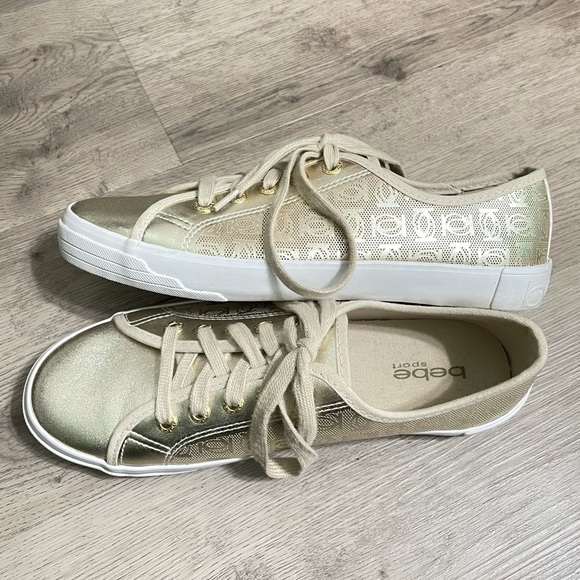 Bebe Dane Sport Lace Up Sneaker Gold 9 - Picture 5 of 9